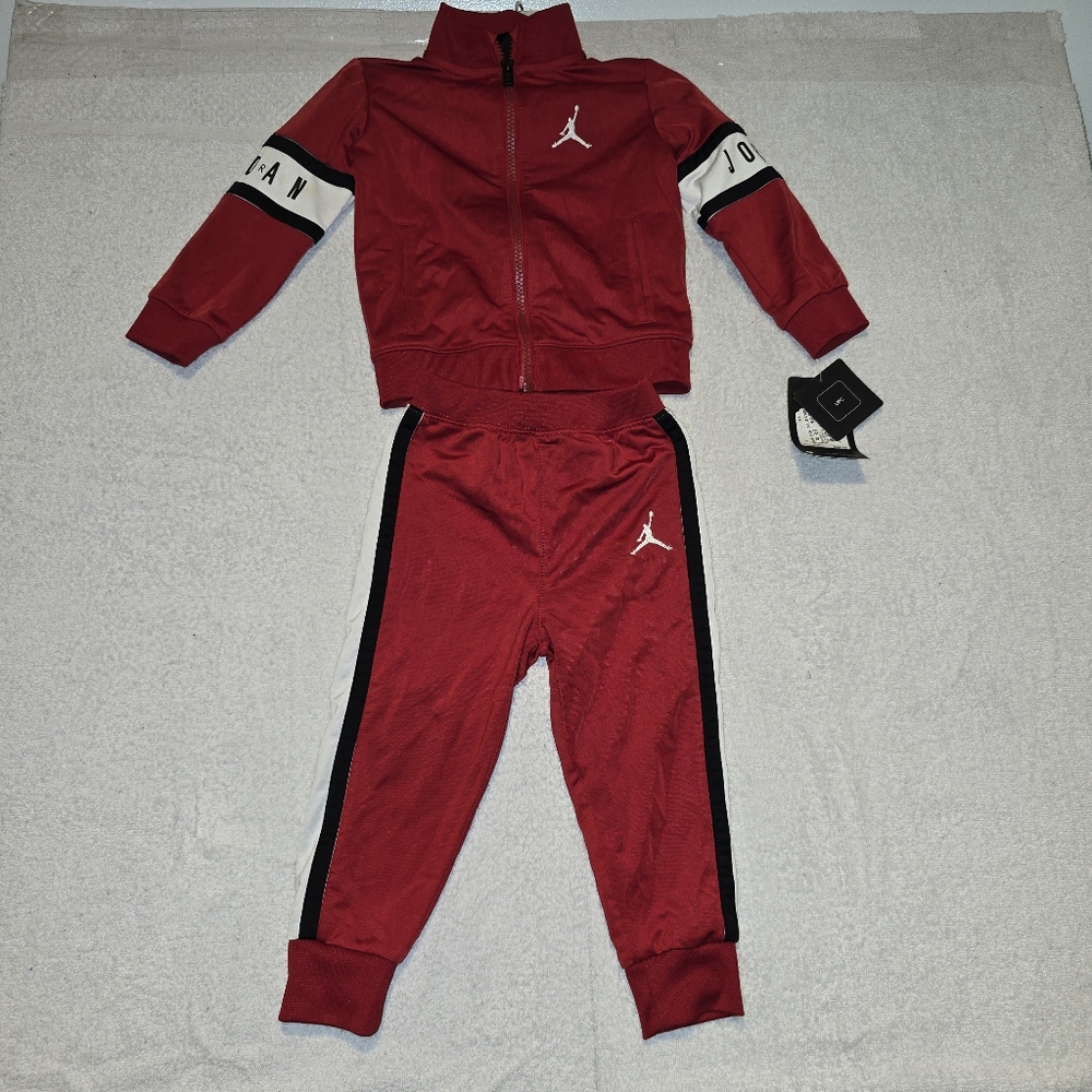 Jordan Kids Red Jogger Set with Black Accents